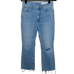 Rag & Bone Casey Raw Hem High Waist Ankle Flare Blue Jeans Cutoff Distressed